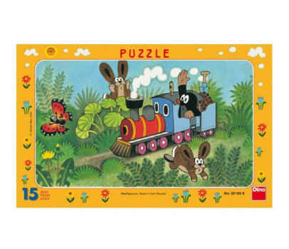 Puzzle deskové Krtek a lokomotiva 29,5x19cm 15 dílků