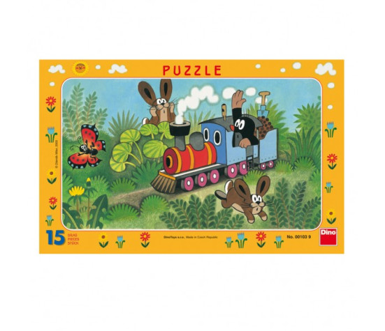 Puzzle deskové Krtek a lokomotiva 29,5x19cm 15 dílků