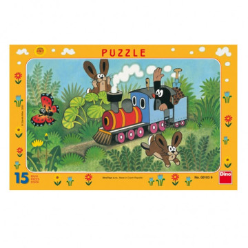 Puzzle deskové Krtek a lokomotiva 29,5x19cm 15 dílků