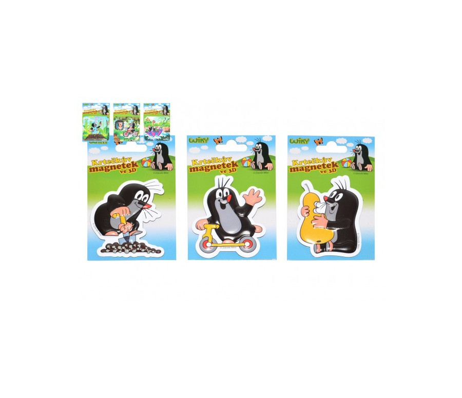 Magnet 3D Krtek plast 7,5cm 3 druhy v sáčku 8x11,5cm