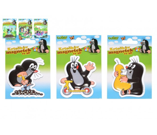 Magnet 3D Krtek plast 7,5cm 3 druhy v sáčku 8x11,5cm