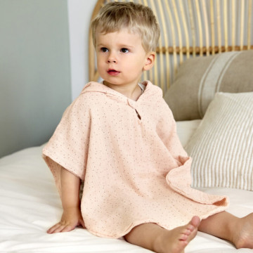 Muslin Poncho dots peach rose