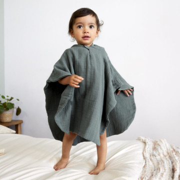 Muslin Poncho petrol green