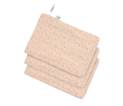 Muslin Wash Glove Set 3 pcs dots peach rose