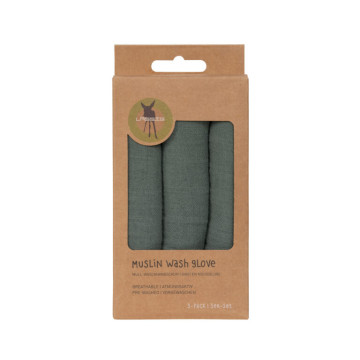 Muslin Wash Glove Set 3 pcs petrol green