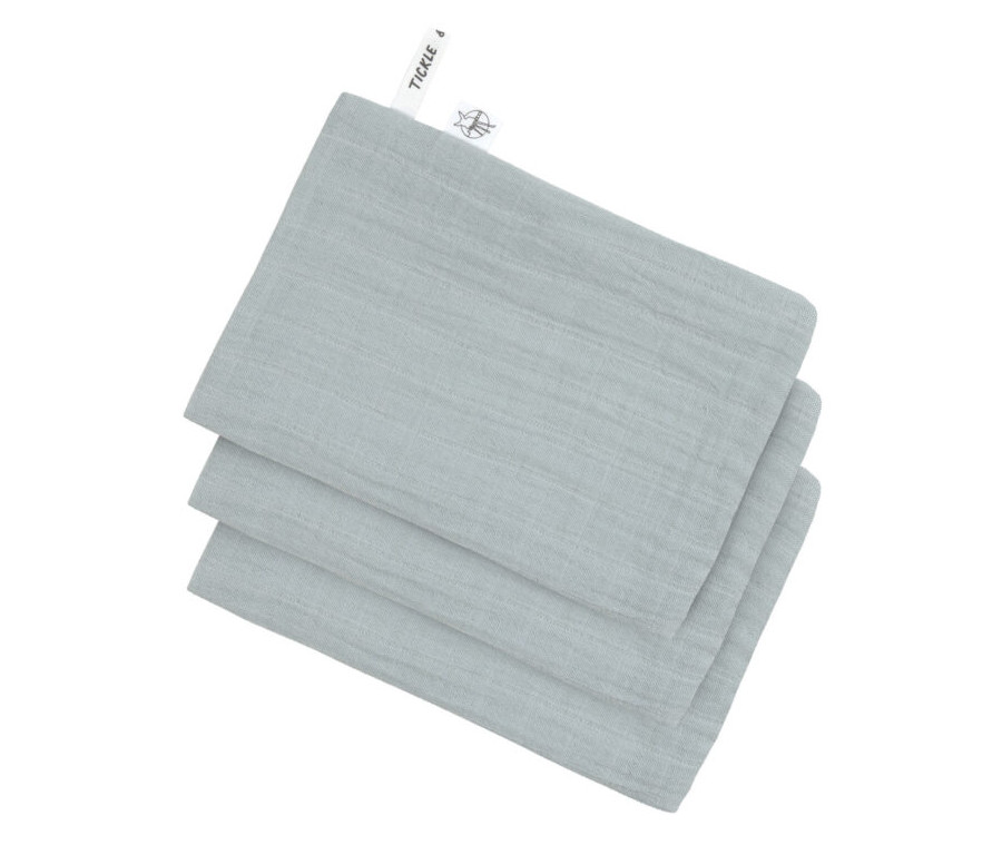 Muslin Wash Glove Set 3 pcs powder blue