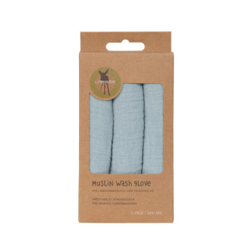 Muslin Wash Glove Set 3 pcs powder blue