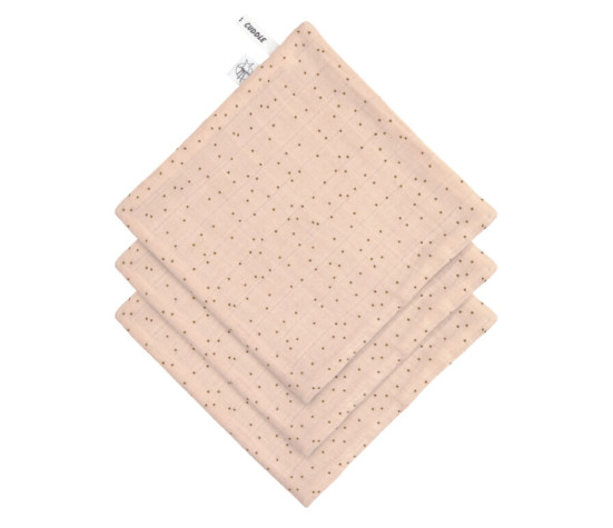 Muslin/Terry Washcloth Set 3 pcs dots peach rose