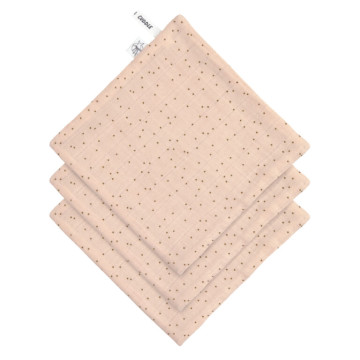 Muslin/Terry Washcloth Set 3 pcs dots peach rose