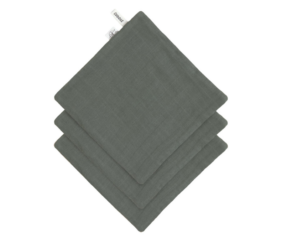 Muslin/Terry Washcloth Set 3 pcs petrol green