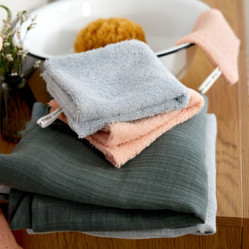 Muslin/Terry Washcloth Set 3 pcs petrol green