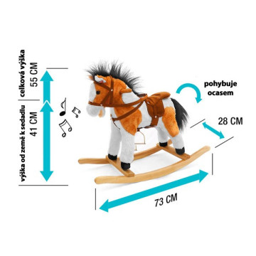 Houpací koník s melodií Milly Mally Jurášek tmavě hnědý
