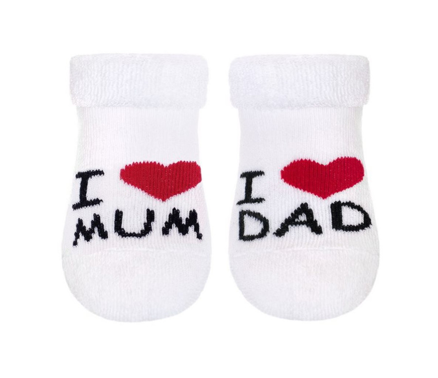 Kojenecké froté ponožky New Baby bílé I Love Mum and Dad Kojenecké froté ponožky New Baby bílé I Love Mum and Dad
