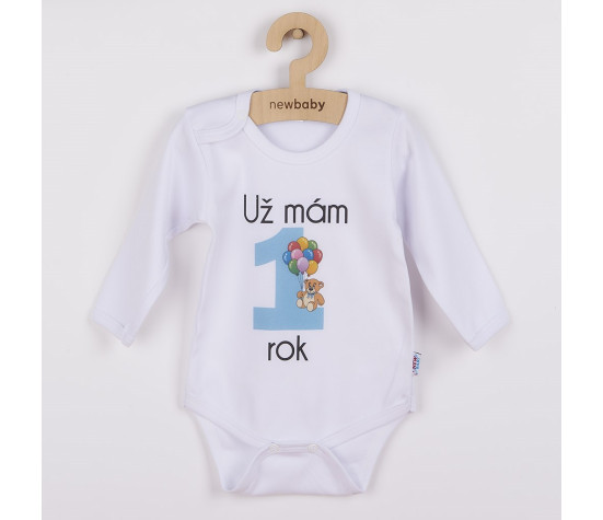 Body s potiskem New Baby Už mám 1 rok modré