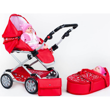 Dětský kočárek pro panenky 2v1 New Baby Monika červený, Červená