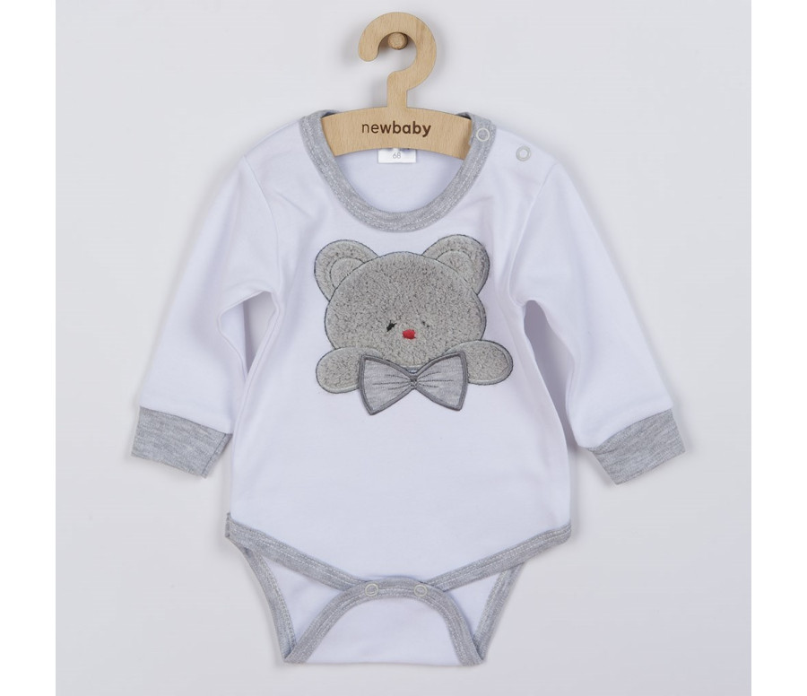 Luxusní kojenecké body s dlouhým rukávem New Baby Honey Bear s 3D aplikací