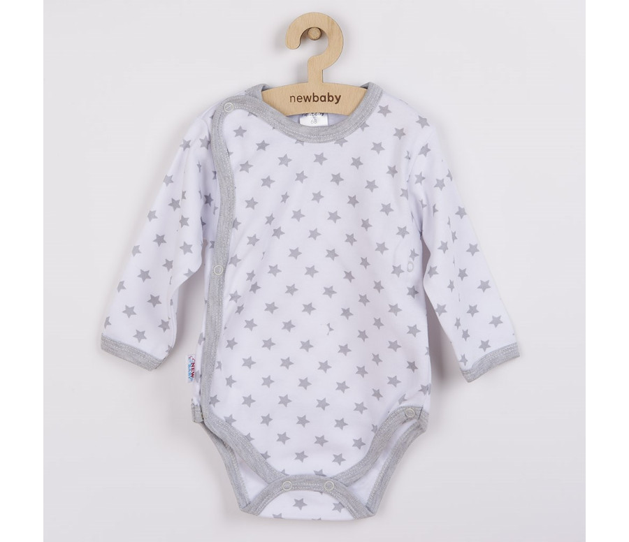 Kojenecké celorozepínací body New Baby Classic II šedé s hvězdičkami