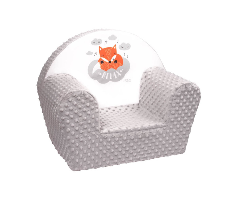 Dětské křeslo z Minky New Baby Liška šedé, Šedá