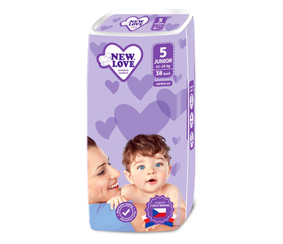 Dětské jednorázové pleny New Love Premium comfort 5 JUNIOR 11-25 kg 38 ks