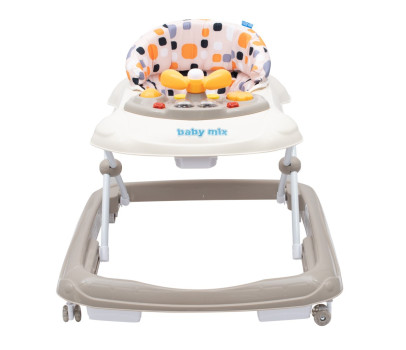 Dětské chodítko Baby Mix s volantem a silikonovými kolečky beige