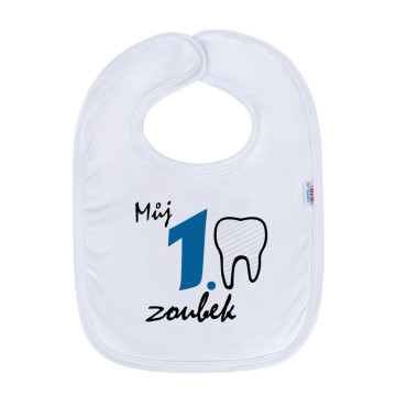 Kojenecký bavlněný bryndák New Baby Můj 1 zoubek modrá