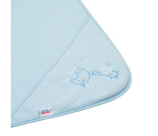 Dětská froté osuška s výšivkou a kapucí New Baby 80x80 modrá žirafka