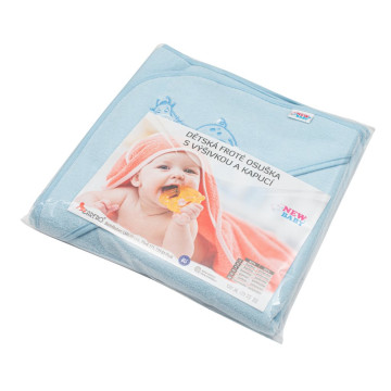 Dětská froté osuška s výšivkou a kapucí New Baby 80x80 modrá žirafka