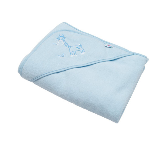 Dětská froté osuška s výšivkou a kapucí New Baby 100x100 modrá žirafka