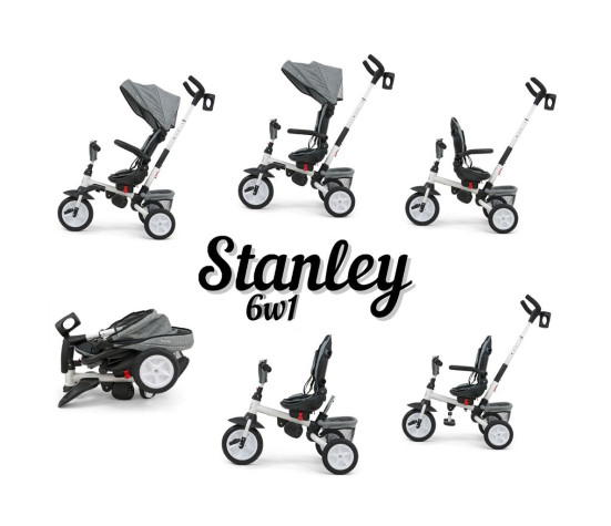 Dětská tříkolka 6v1 Milly Mally Stanley grey