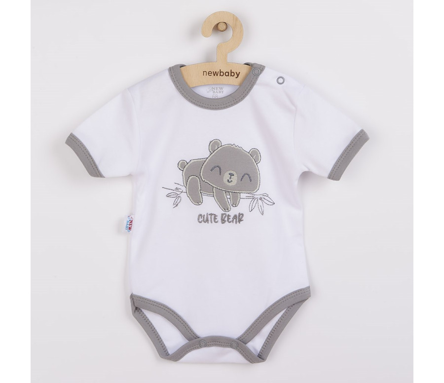 Kojenecké bavlněné body s krátkým rukávem New Baby Cute Bear