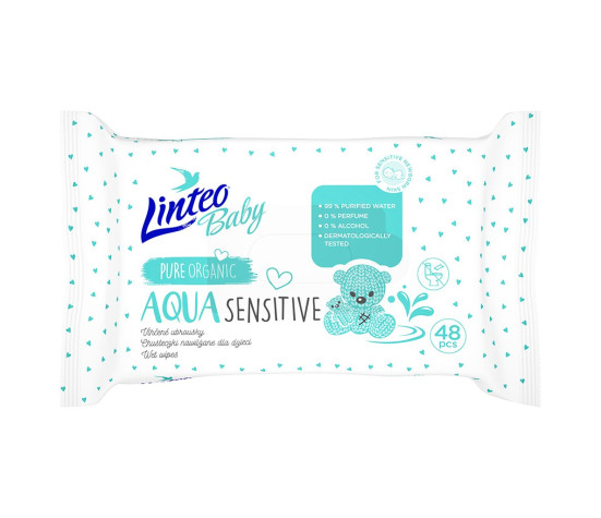 Dětské vlhčené ubrousky Linteo Baby AQUA SENSITIVE 48 ks