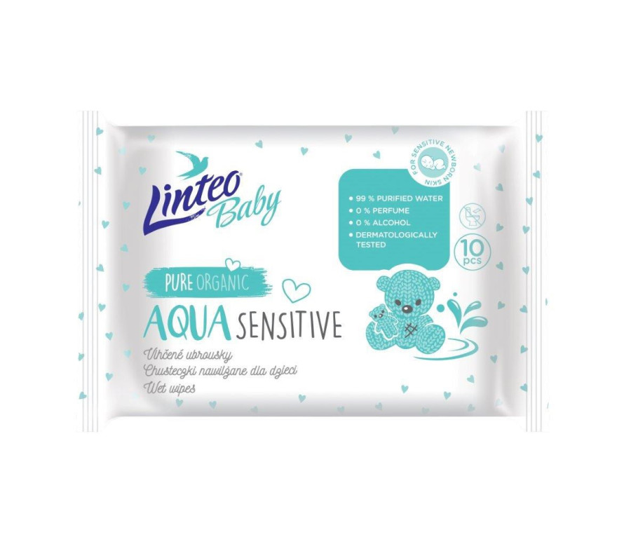 Dětské vlhčené ubrousky Linteo Baby AQUA SENSITIVE 10 ks