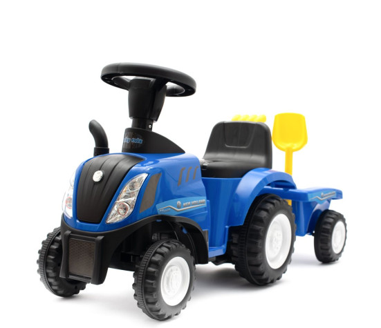 Dětské odrážedlo traktor s vlečkou a nářadím Baby Mix New Holland modrý