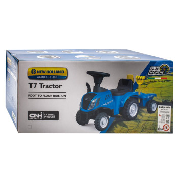 Dětské odrážedlo traktor s vlečkou a nářadím Baby Mix New Holland modrý