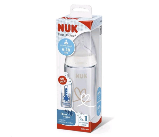 Kojenecká láhev NUK FC+Temperature Control 300 ml BOX-Flow Control savička beige