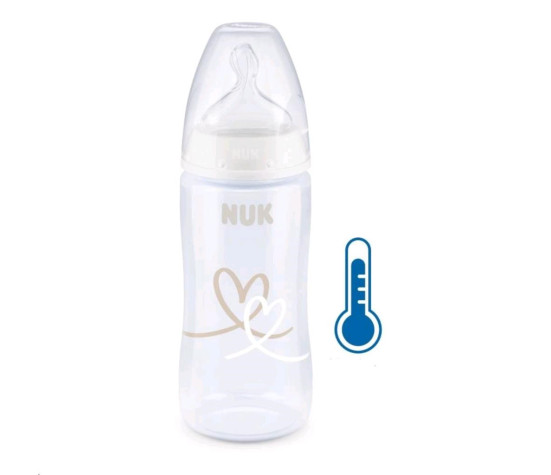 Kojenecká láhev NUK FC+Temperature Control 300 ml BOX-Flow Control savička white