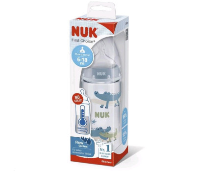 Kojenecká láhev NUK FC+Temperature Control 300 ml BOX-Flow Control savička blue