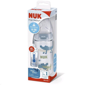 Kojenecká láhev NUK FC+Temperature Control 300 ml BOX-Flow Control savička blue