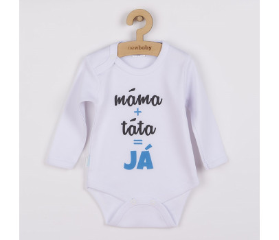 Body s potiskem New Baby máma plus táta rovná se JÁ - dárkové balení