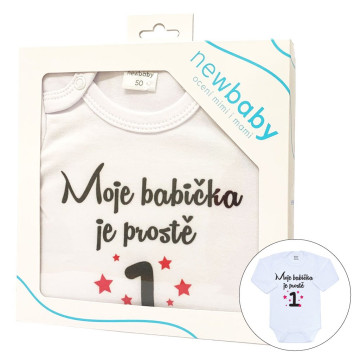 Body s potiskem New Baby Moje babička je prostě jednička - dárkové balení