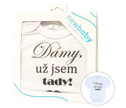 Body s potiskem New Baby Dámy, už jsem tady! - dárkové balení