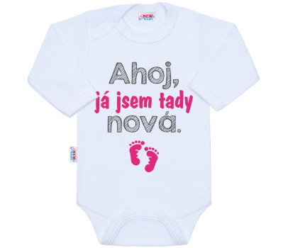 Body s potiskem New Baby Ahoj, já jsem tady nová - dárkové balení