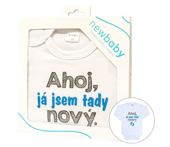 Body s potiskem New Baby Ahoj, já jsem tady nový - dárkové balení