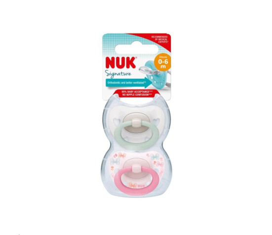 Šidítko NUK Signature 0-6m 2ks holka