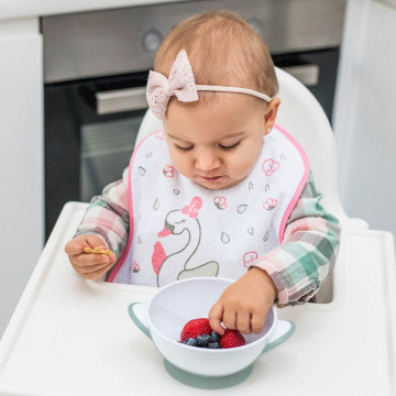 Dětská miska s přísavkou a lžičkou Baby Ono bílo-mátová