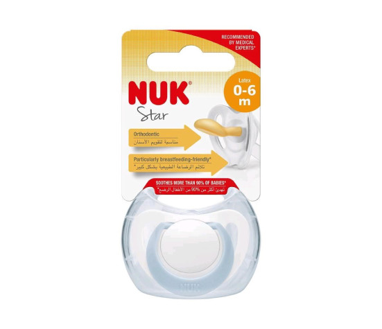 Šidítko latex NUK Star 0-6 m modrý