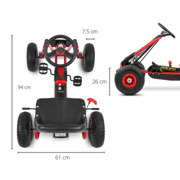 Dětská šlapací motokára Go-kart Milly Mally Thor červená, Červená