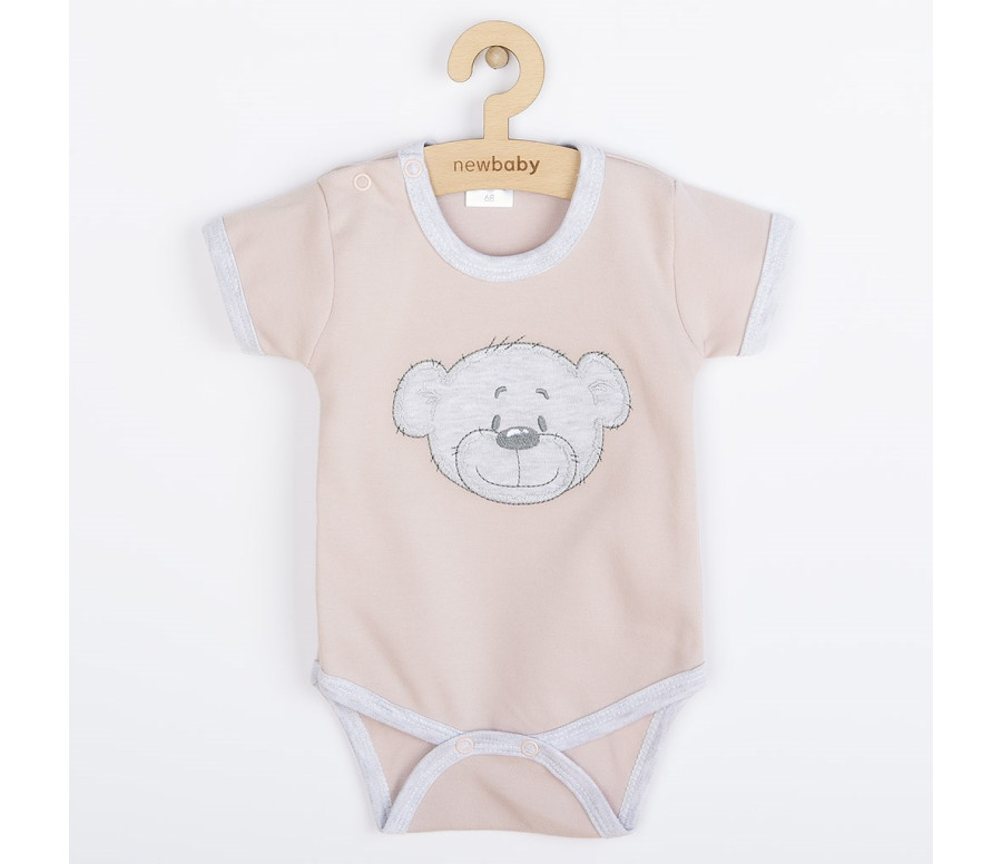 Kojenecké bavlněné body s krátkým rukávem New Baby BrumBrum old pink grey