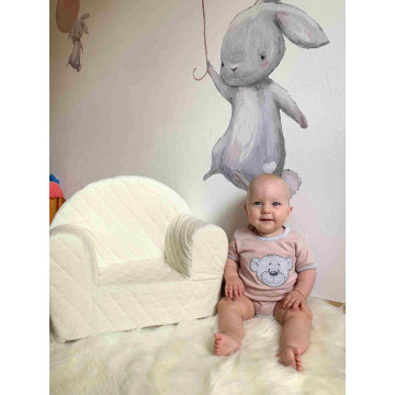 Kojenecké bavlněné body s krátkým rukávem New Baby BrumBrum old pink grey