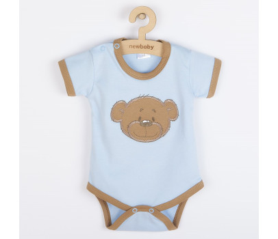 Kojenecké bavlněné body s krátkým rukávem New Baby BrumBrum blue brown